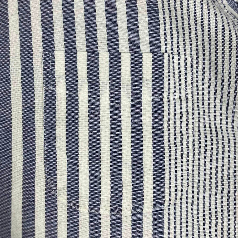 JCrew Broken-In Oxford Shirt Men's Large Blue White Stripe Slim Fit Button Down - Picture 4 of 14